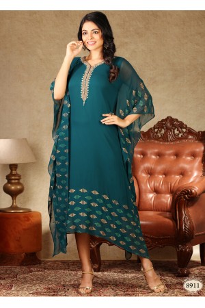 Dark Green Georgette Chifoon Kaftan Kurti 